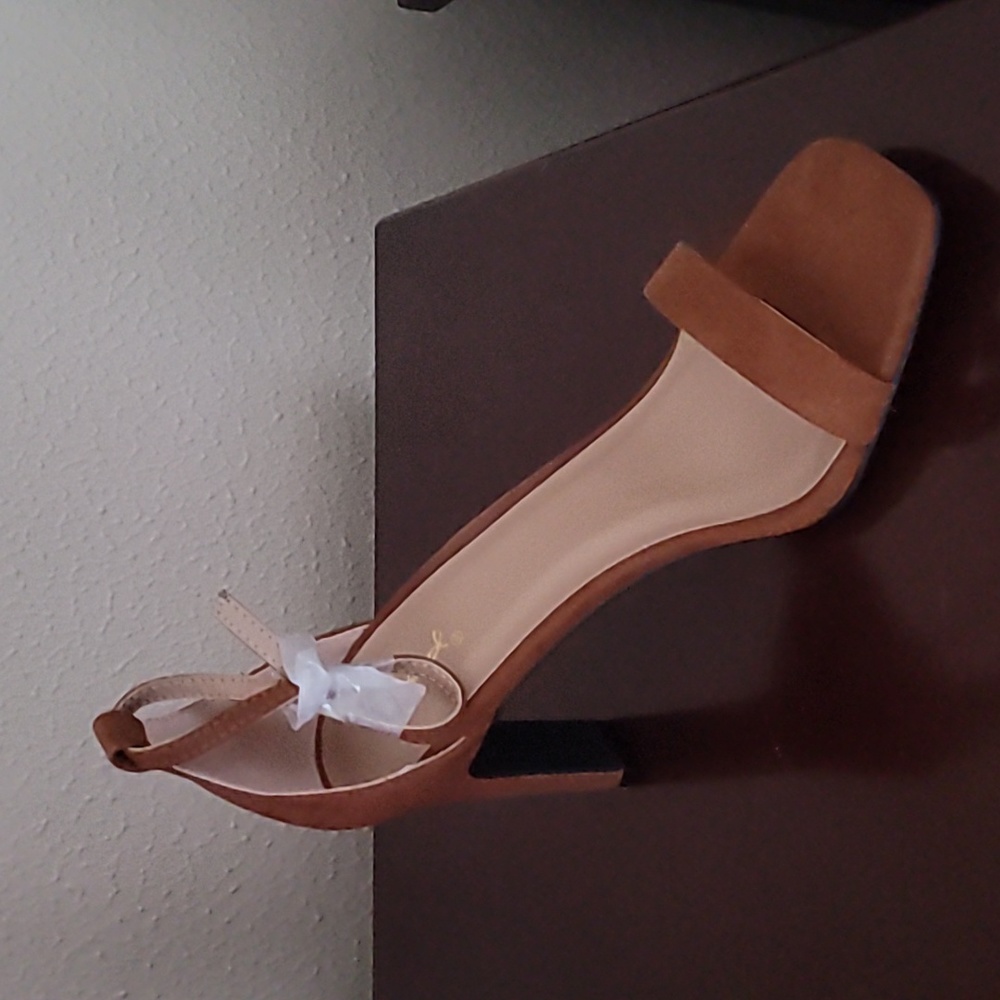 New Chestnut suede strappy heels
